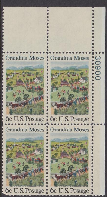 1370 Grandma Moses Plate Block MNH