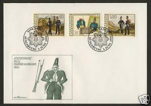 Liechtenstein 964-6 on FDC - Military Uniforms