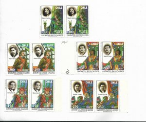 CHILE YEAR 1997 CHILEAN LYRICAL SINGERS MUSIC SET OF 5 IN PAIRS  MNH SC 1220/4