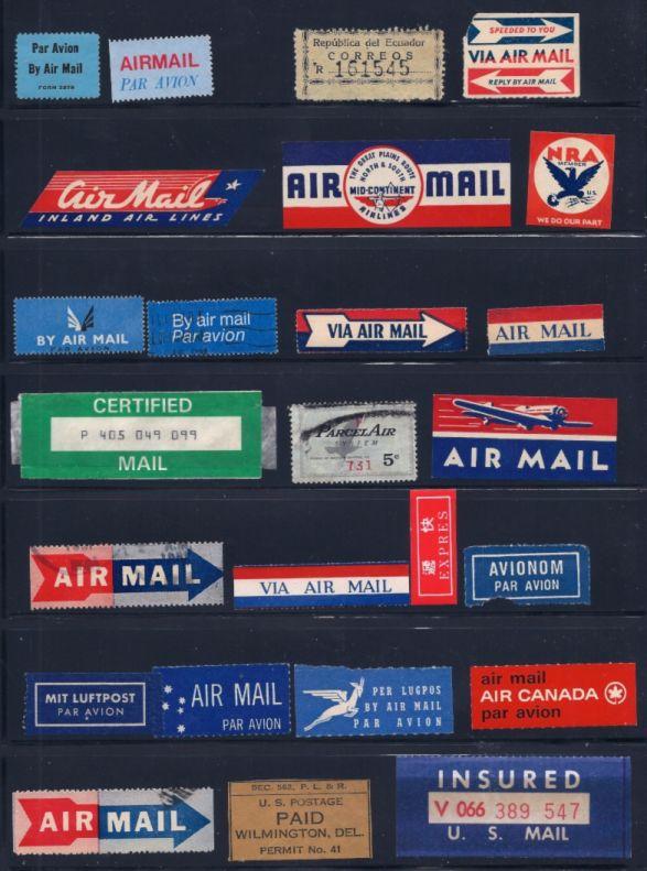 Airmail, certified etc. labels