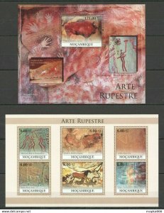 2010 Mozambique Prehistoric Art Paintings Rupestre Kb+Bl ** Bc1285