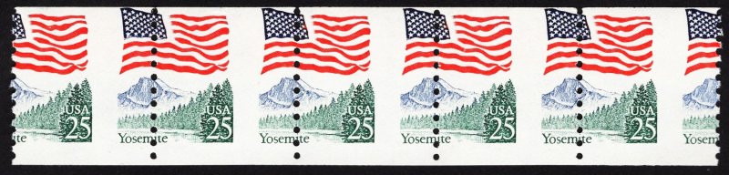 US 2280 MNH VF 25 Cent Flag Over Yosemite Spectacular Perf Error!