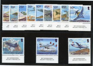 Ascension 2013 QEII Aircraft set complete superb MNH. SG 1150-61. Sc 1067-73.