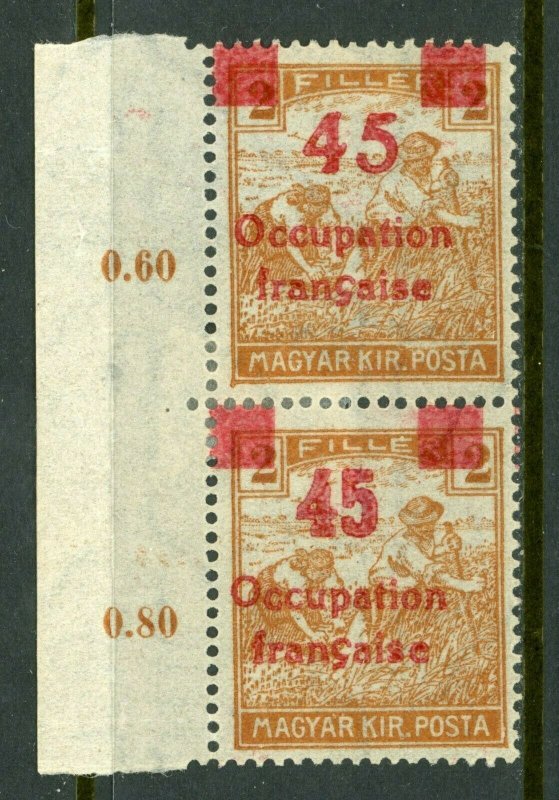 Hungary 1919 French Occupation 45f/2f Sc #1N18 Pair Variety Mint M898 ⭐⭐