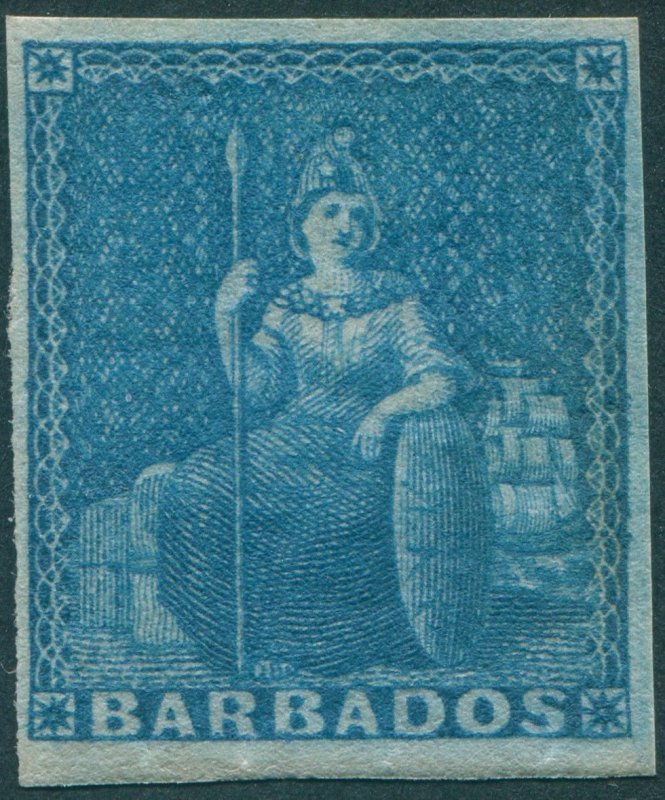 Barbados 1852 (1d) blue SG3 unused