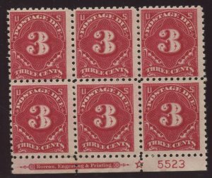 J54 Postage Due RARE Perf 10 Mint Plate Block of 6 Stamps with PSE Cert HZ32