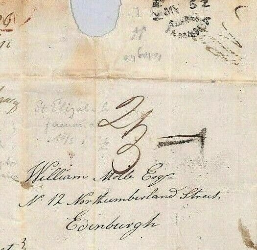 JAMAICA Cover 1826 Jamaica *St.Elizabeth* Letter Transatlantic Edinburgh MS2402