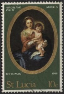 Saint Lucia 238 (used) 10c “Virgin & Child” by Murillo (1968)