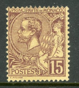 Monaco 1901 Prince Albert 15¢ Violet Brown Scott # 18 Mint E913