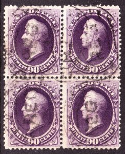 US 218 90c Perry Used Block of 4 F-VF SCV $1400