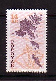 Faroe Islands Sc  343 1998 14 kr map stamp mint NH