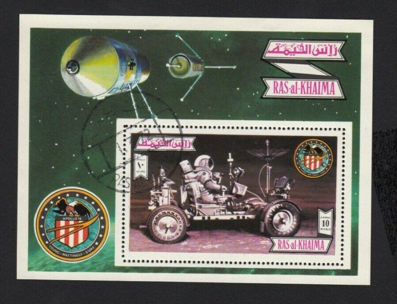 SPACE Apollo 16, Spacecraft Lunar Rover Souvenir Sheet Ras al Khaima 1972 [W02]