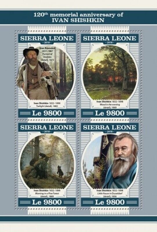 Sierra Leone - 2018 Ivan Shishkin - 4 Stamp Sheet - SRL18203a 