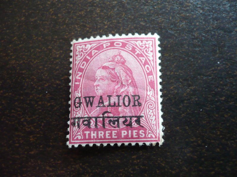 Stamps - Gwalior - Scott# 29 - Mint Hinged Single Stamp