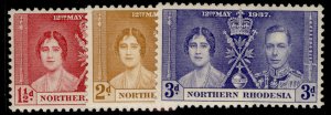 NORTHERN RHODESIA GVI SG22-24, CORONATION set, LH MINT.