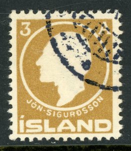 Iceland 1911 Jon Sigurdsson 3a Light Brown Scott # 87 VFU C949