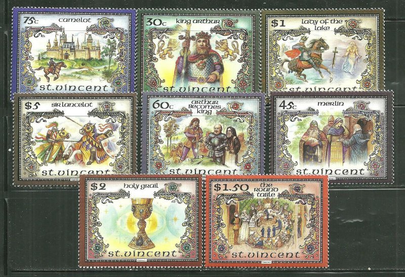 St. Vincent MNH 979a-g Legend Of King Arthurs Court SCV 9.65