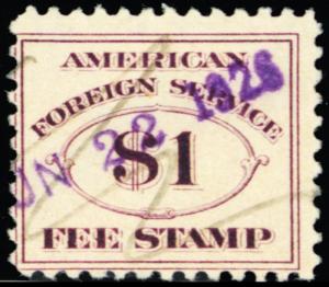 RK22, $1 Consular Service Revenue Stamp Cat $160.00 - Stuart Katz