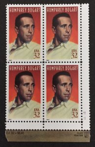 U.S. 1997 #3152 Plate Block, Humphrey Bogart, MNH(see note).