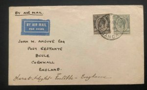 1931 Entebbe Uganda KUT First Flight Airmail  Cover FFC To Bugle England