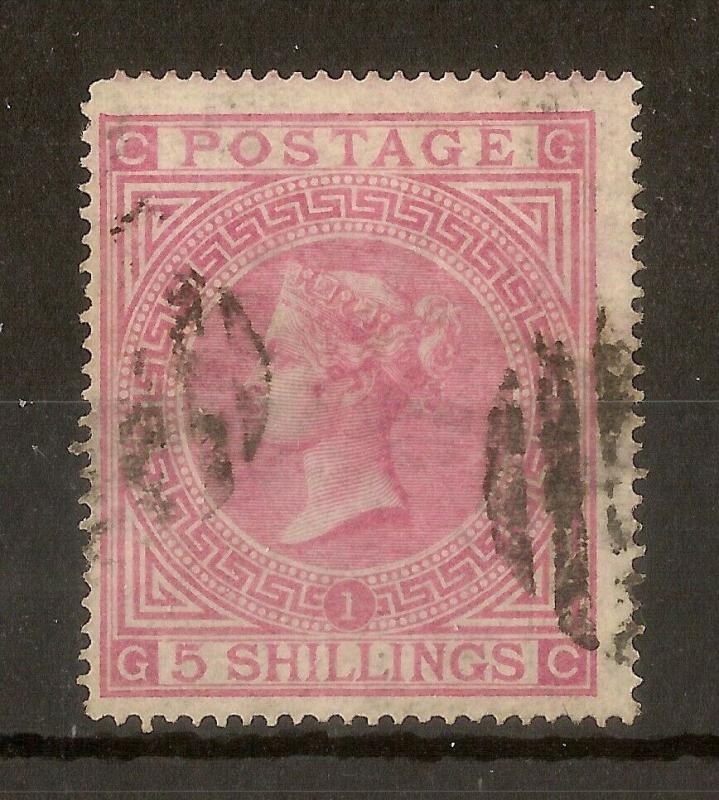 GB 1867 QV 5/- Rose SG127 Used Cat£675