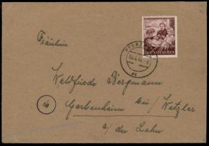 Germany 1944 Mother and Child Charities 15pf Semi-postal Single Franking C 66838