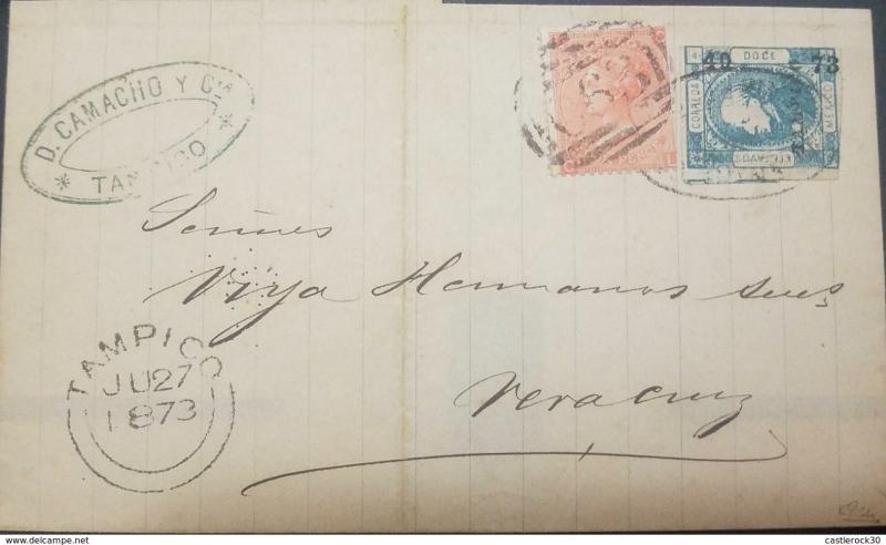 J) 1872 MEXICO, BRITISH POST OFFICE IN TAMPICO, IN A MAIL BEARING  WITH A 4P ORA