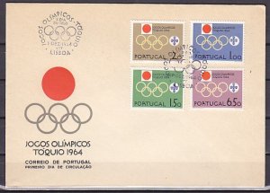 Portugal, Scott cat. 936-939. Tokyo Summer Olympics issue. First day cover. ^