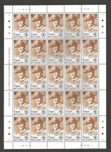 1982 Scouts Tristan da Cunha 75th anniv BadenPowell sheet 25