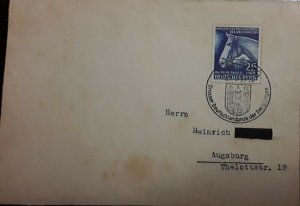 O) 1941  GERMANY, MARIA LAACH ABBEY CANCELLATION, RACE HORSE - COMMEMORATION BLU