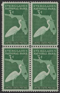 SC#952 3¢ Everglades National Park Block of Four (1947) MDG