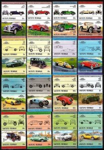 TUVALU VAITUPU 1984-85 History of CAR. Voiture Auto. COMPLETE - 16 Pairs, MNH