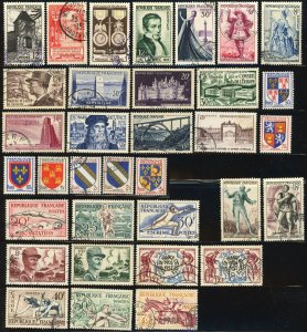 France #675-705 Postage Stamp Collection Europe 1952-1953 Used