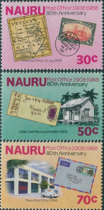 Nauru 1988 SG362-364 Post Office set MNH