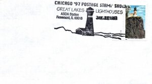 SPECIAL PICTORIAL POSTMARK CANCEL LIGHTHOUSE SERIES GREAT LAKES ROSEMONT IL 1997