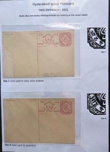 Hyderabad State 8 pies Post Cards with 2 different dies