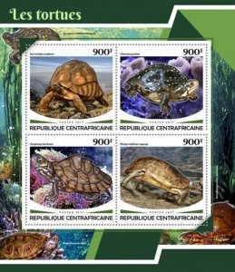 Central Africa - 2017 Turtles & Tortoises - 4 Stamp Sheet - CA17701a