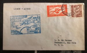 1939 Lisbon Portugal First Flight cover FFC To Peekskill NY USA Via Azores