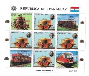 Paraguay 1986 German Railroads Trains Sheet Sc C656 MNH C17