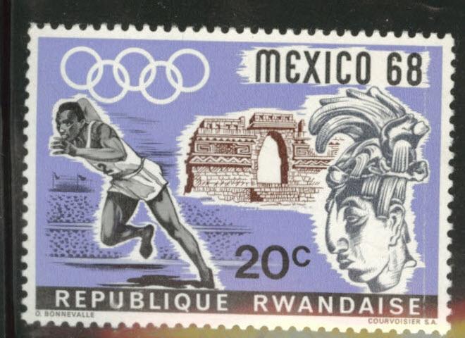 RWANDA Scott 250 MH*  1968 Mexico Olympic stamp