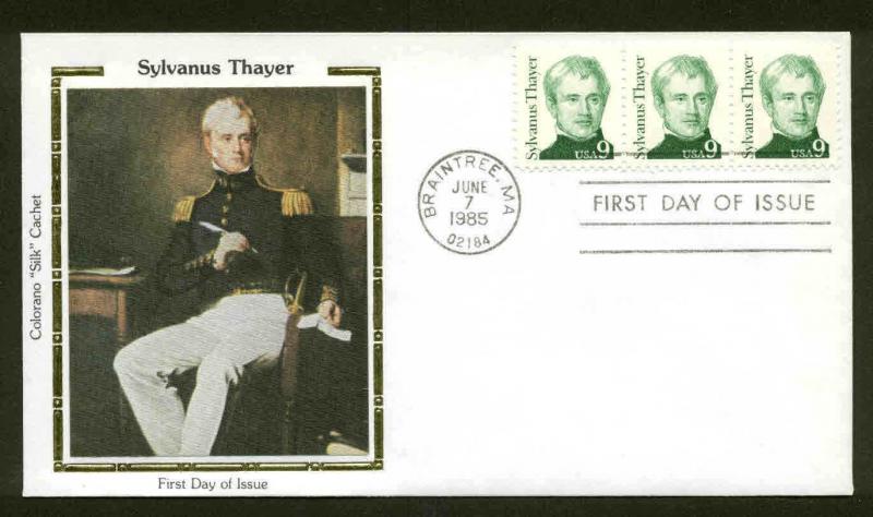 1852 THAYER FDC BRAINTREE, MA COLORANO SILK CACHET