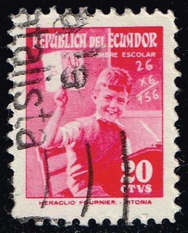 Ecuador #RA73 Young Student at Desk; Used (0.25)