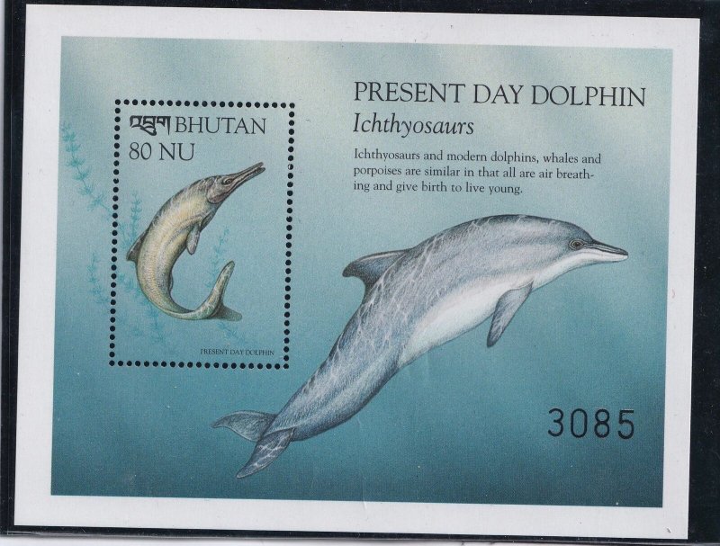 1999 BHUTAN SG: MS1380b ICHTHYOSAURUS / DOLPHIN 