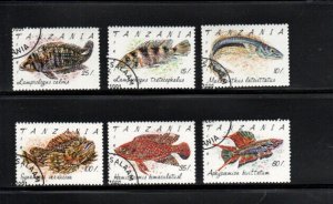 TANZANIA #816-822  1992  FISH      MINT VF NH O.G CTO