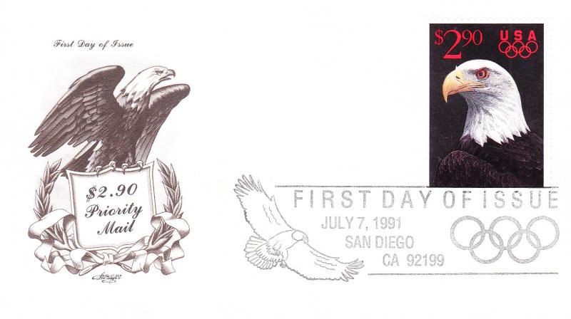 U.S.1991 $2.90 Priority Mail FDC  Artmaster Product  VF/Unaddresesd.