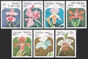 Laos 796-796F, MNH. Michel 1018-1024. Orchids 1987.