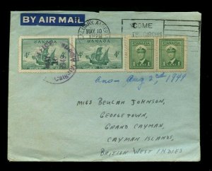 1949 Ten cent per 1/4 ounce AIR MAIL CAYMAN ISLANDS War Issue cover Canada