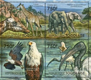 Fauna of Swampy Areas of Africa Giraffe Haliaeetus Vocifer S/S MNH #4165-4168 