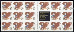 US Stamp #2595a MNH - Brown Eagle Self Adhesive Pane of 17 w/ Plate #B4444 1