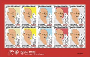 BURUNDI 2021 RED BOOKLET MIXED SHEETLET - MAHATMA GANDHI ISSUE JOINT - RARE MNH-